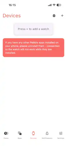 Pebble Coreを開いた画面